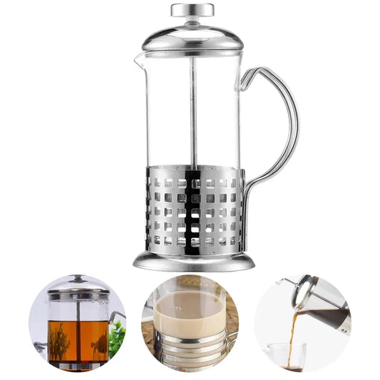 Manual Coffee Espresso Maker Pot French Coffee Tea Percolator Filter Stainless Steel Glass Teapot Cafetiere Press Plunger 350ml